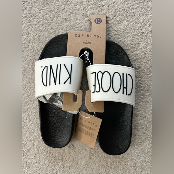 Rae Dunn Shoes - NWT Rae Dunn Black/Ivory CHOOSE KIND Women’s Sandals Slippers Slides Size 10.